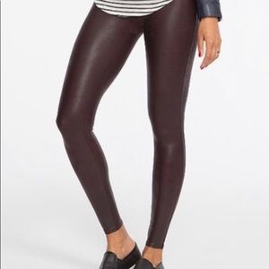 SPANX faux leather leggings- wine NWT